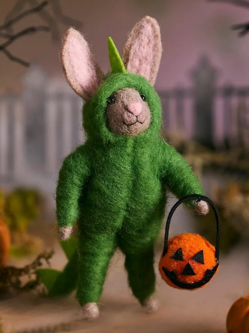 Anthropologie Dinosaur Bunny Felt Critter Halloween Ornament NEW Whimsy Festive